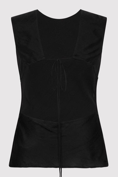 ST. AGNI Pinstripe Silk Top - Black outlook