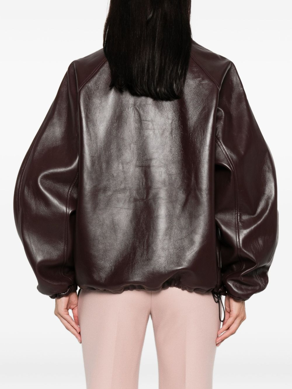 zip-up leather jacket - 4