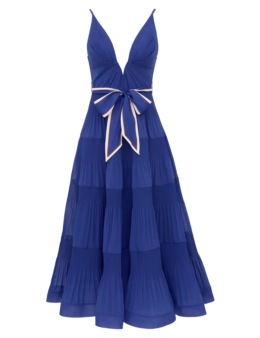 V NECK PLEATED MIDI - 1