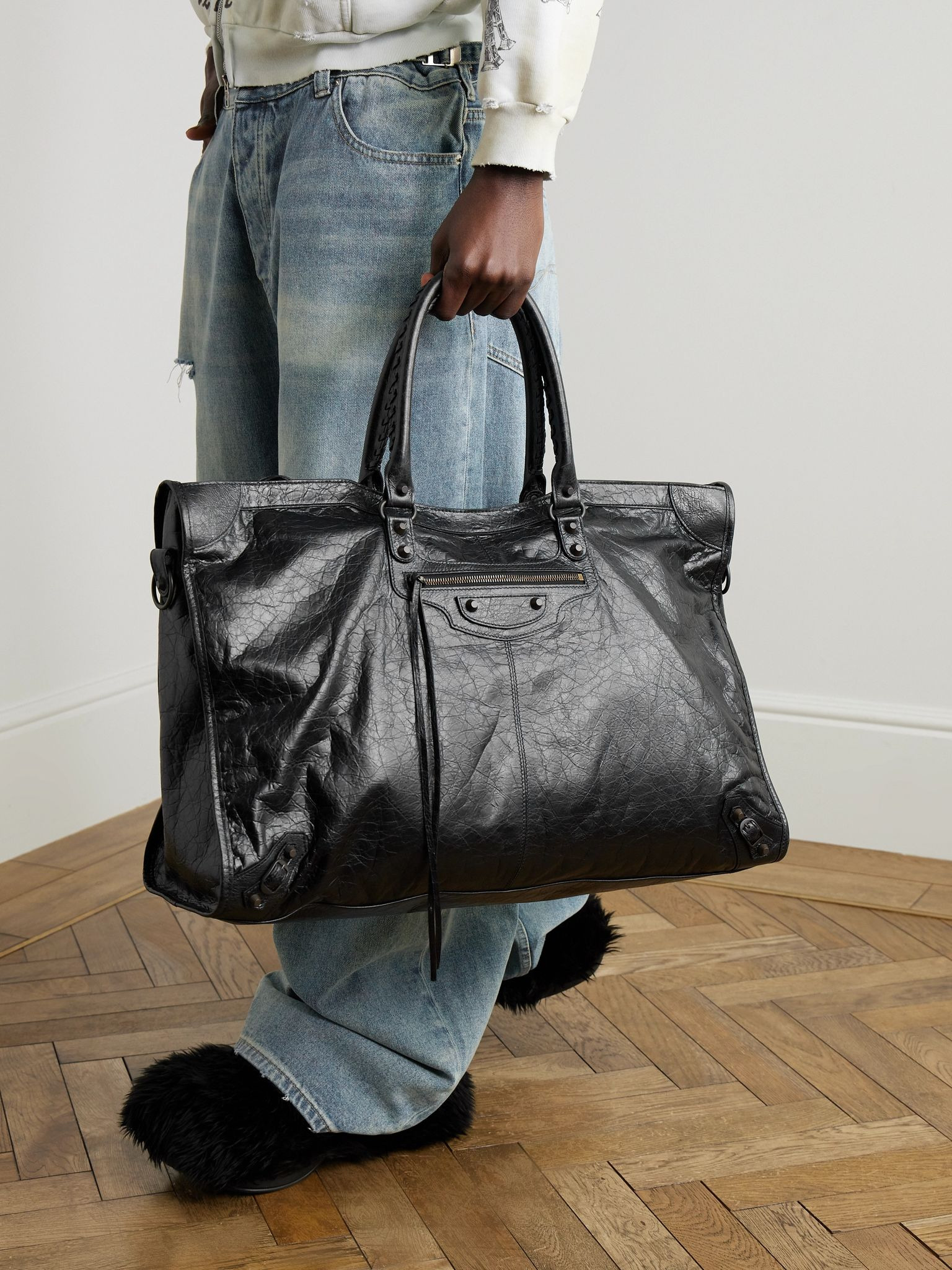 Le City Travel Arena Textured-Leather Tote Bag Black - 2