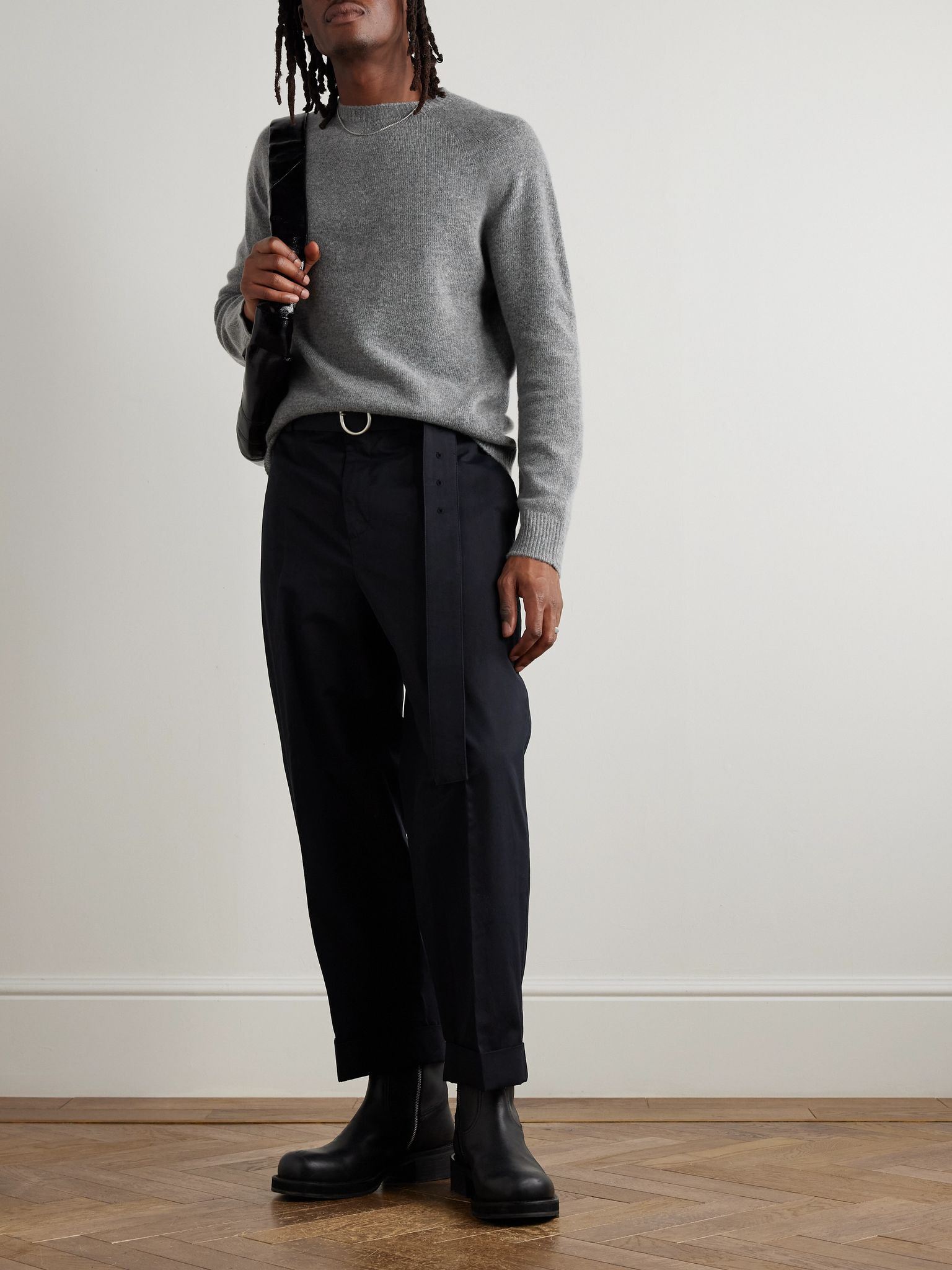 Merino Wool and Cashmere-Blend Sweater Gray - 2