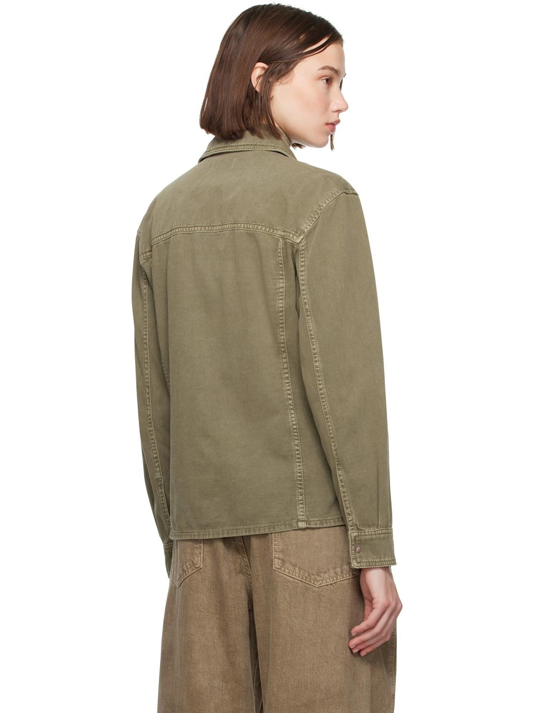 Khaki Fitted Denim Shirt - 3
