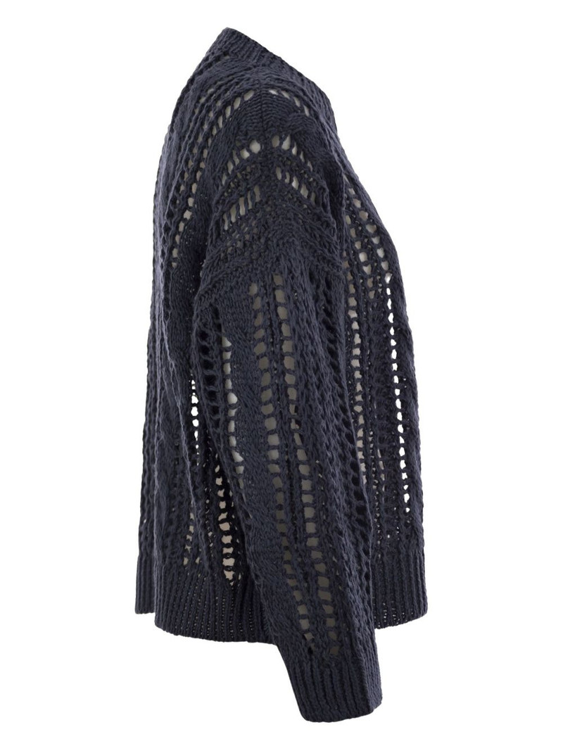 Brunello Cucinelli long-sleeve open-work sweater outlook