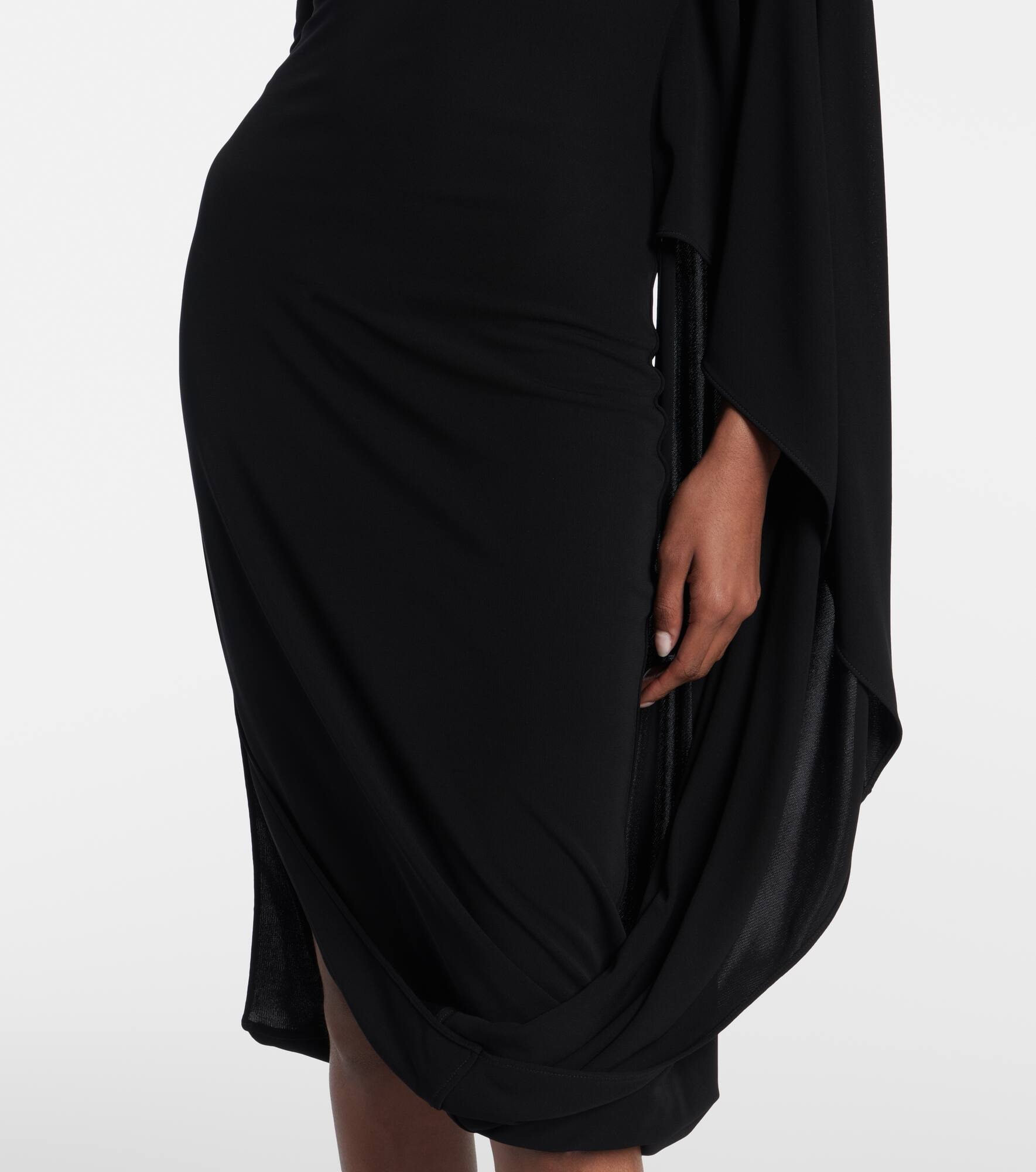 Draped high-neck midi dress - 5
