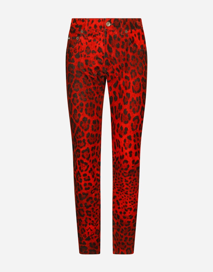 Skinny stretch jeans with leopard print - 3