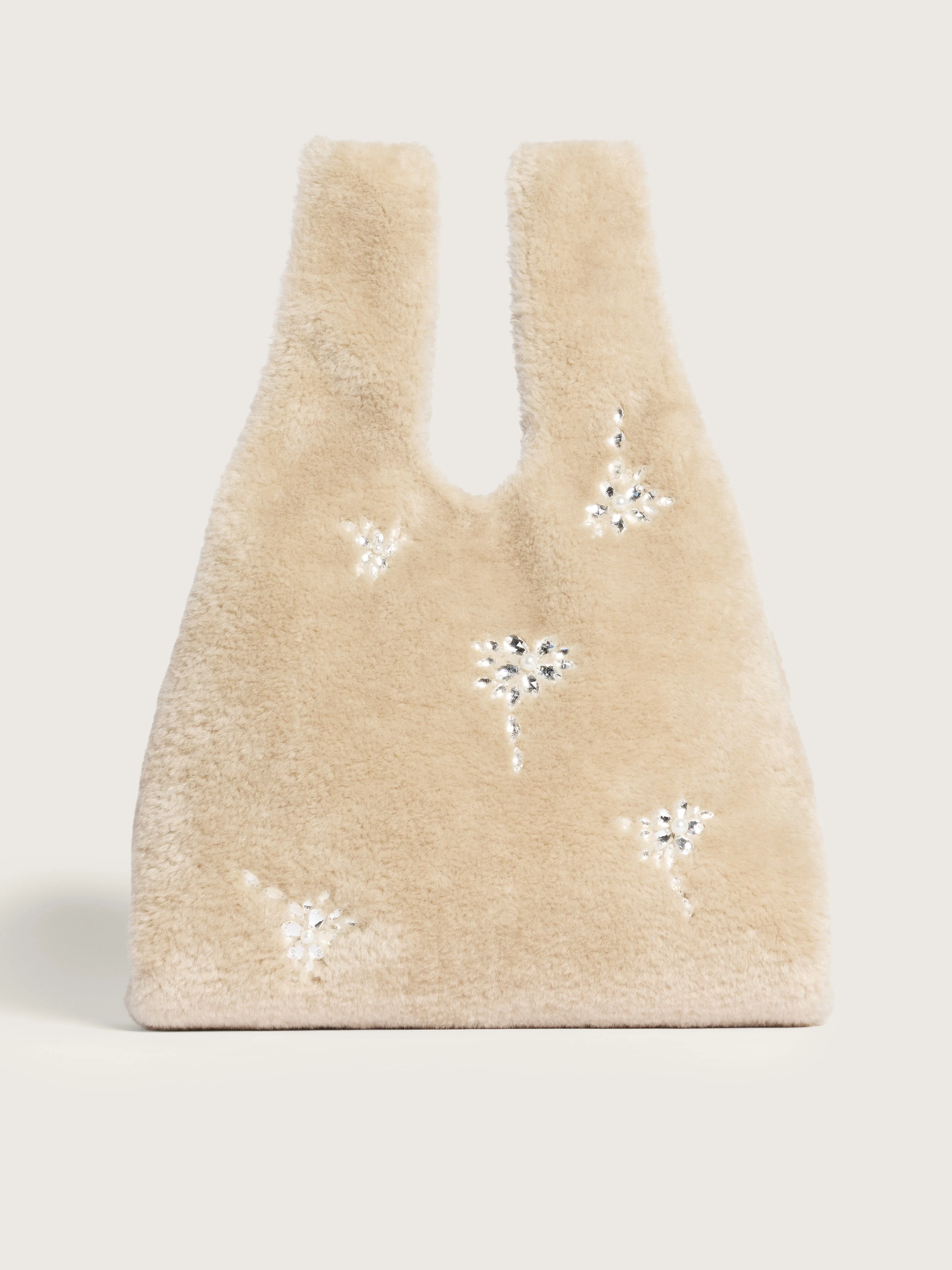 Embellished Faux Fur Shopper Bag - 1