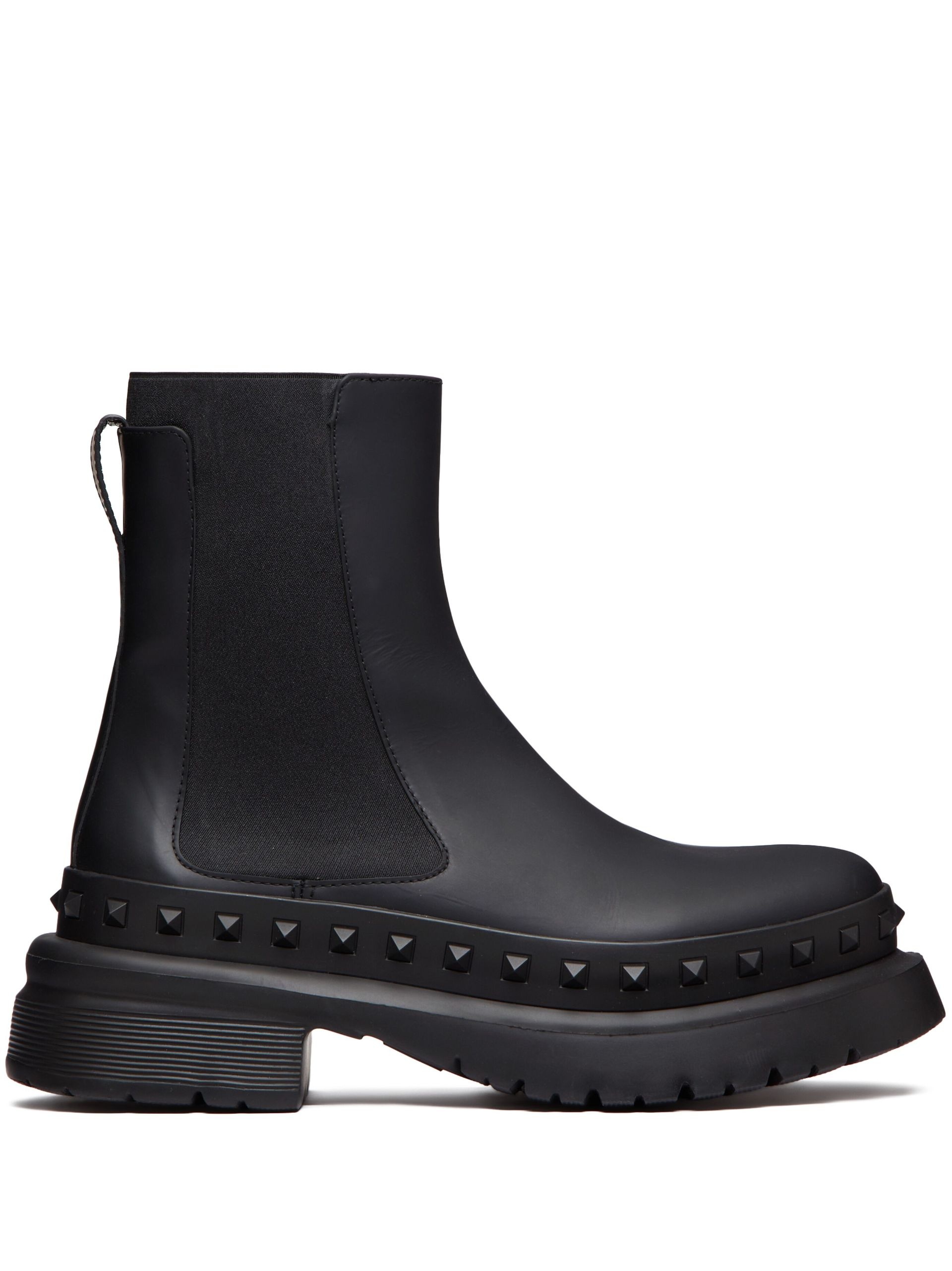 Black M-Way Rockstud Leather Ankle Boots - 1