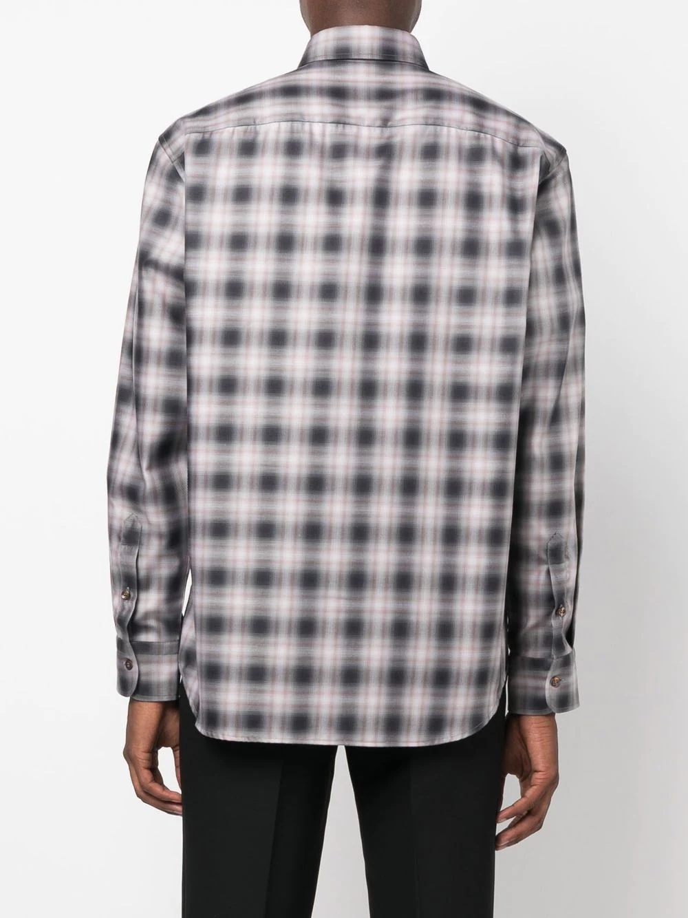 check-print long-sleeve shirt - 4