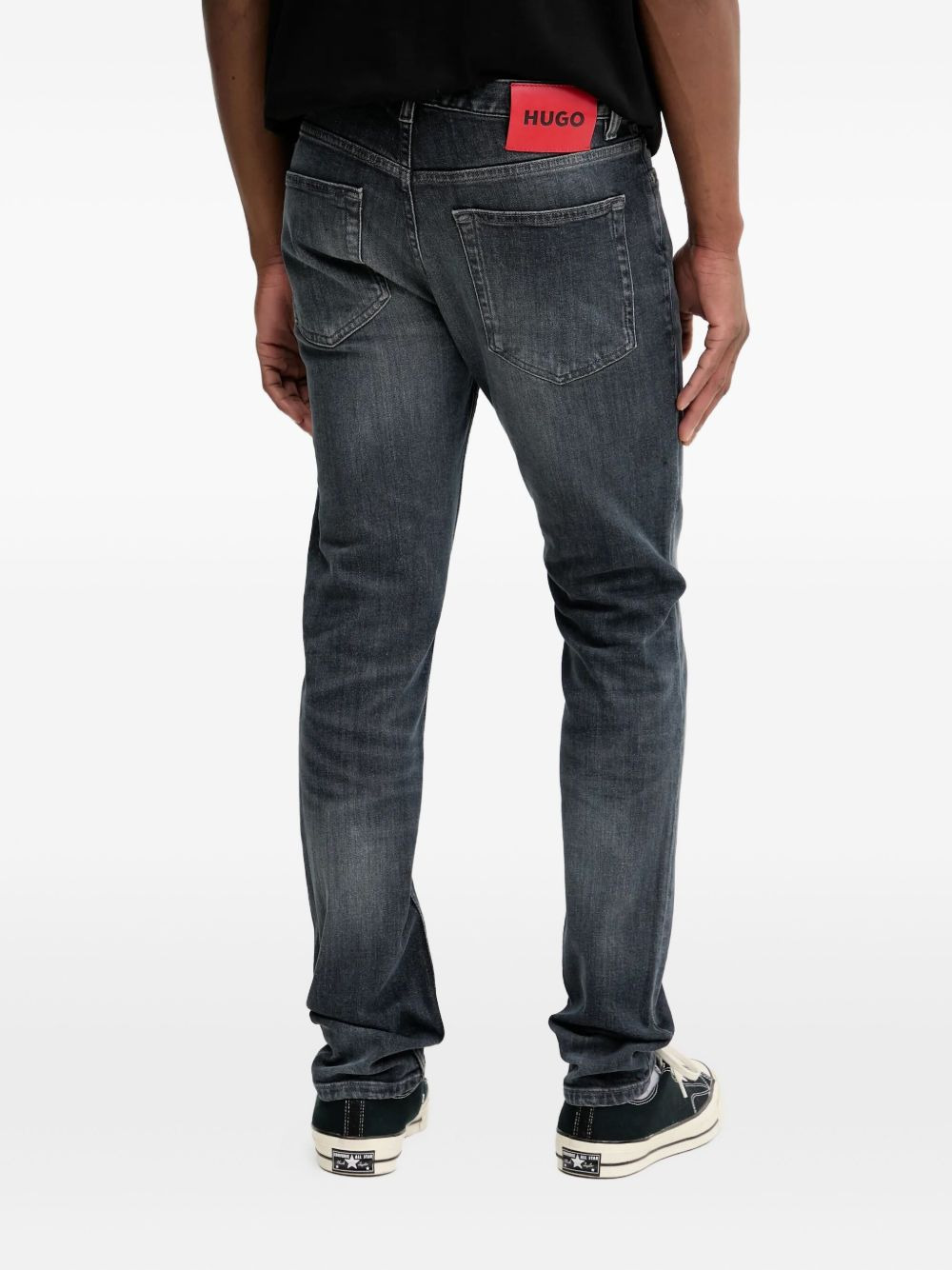 leather-patch jeans - 3