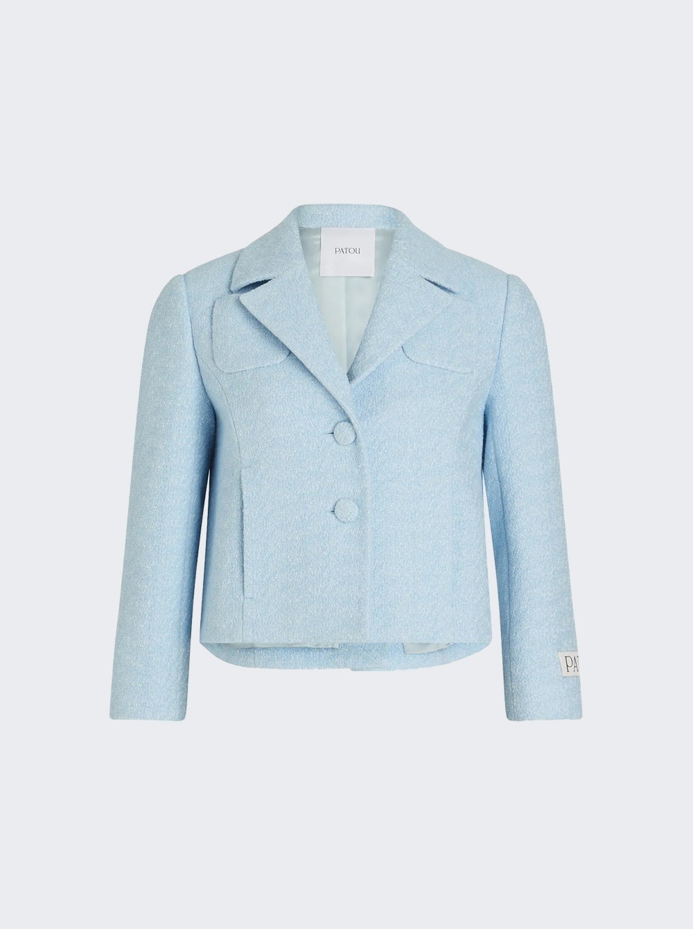 Short Tailored Jacket In Lightweight Organic Cotton Tweed Skylight Blue - 1