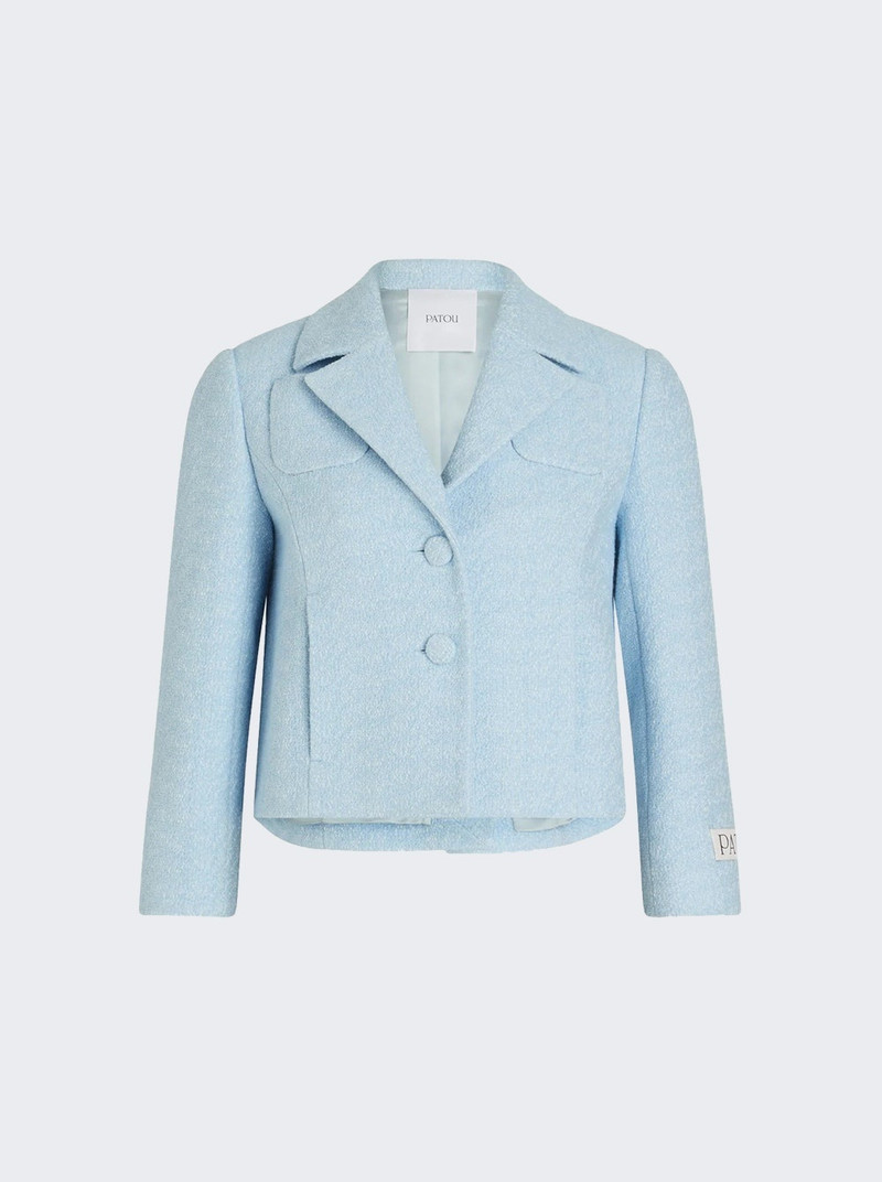 Short Tailored Jacket In Lightweight Organic Cotton Tweed Skylight Blue 1