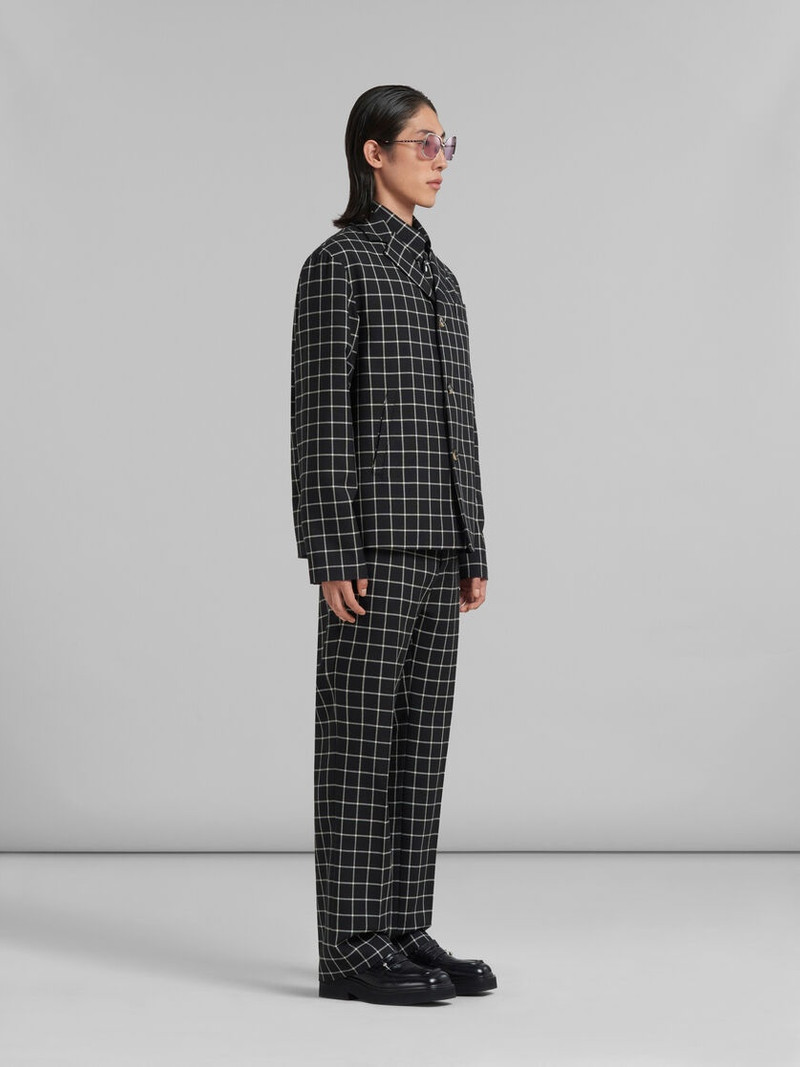 BLACK WOOL LONG-SLEEVED SHIRT WITH CHECKED PATTERN 5