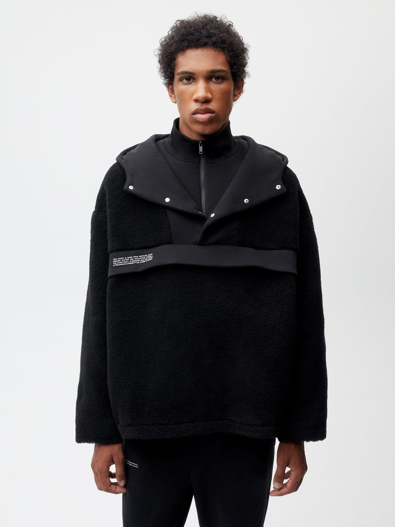 PANGAIA Mens Recycled Wool Fleece Half Zip Jacket - Black outlook