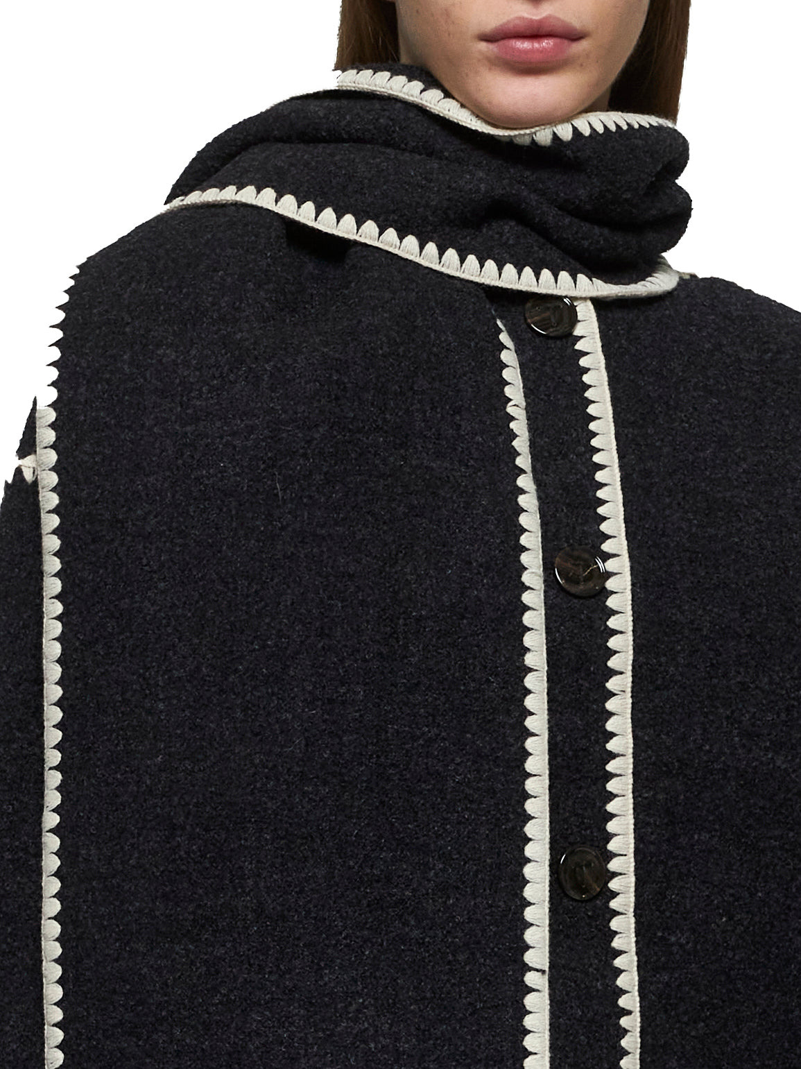 Grey felt embroidered scarf jacket - 5