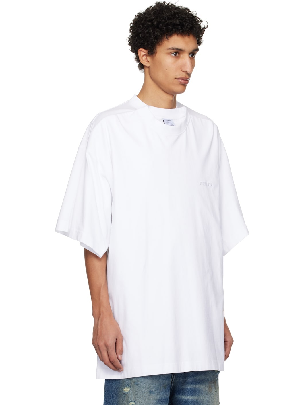 White Merged Double Oversized T-shirt - 2