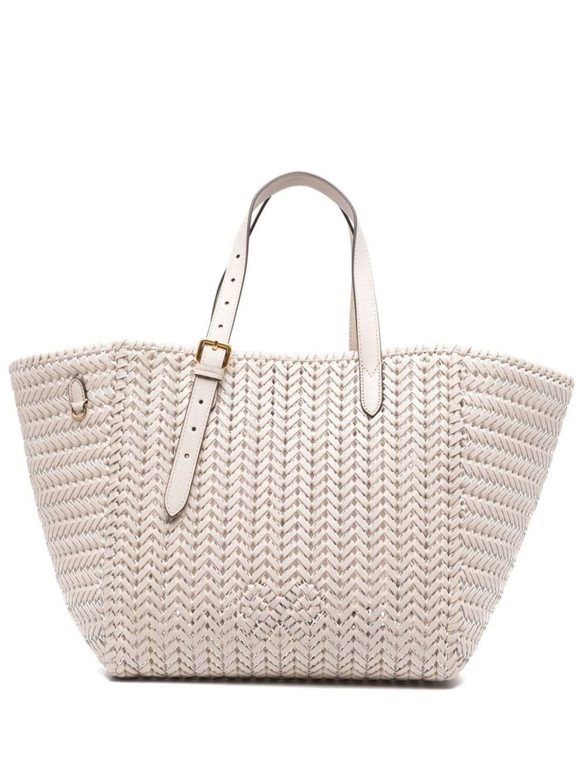 woven leather tote bag - 1