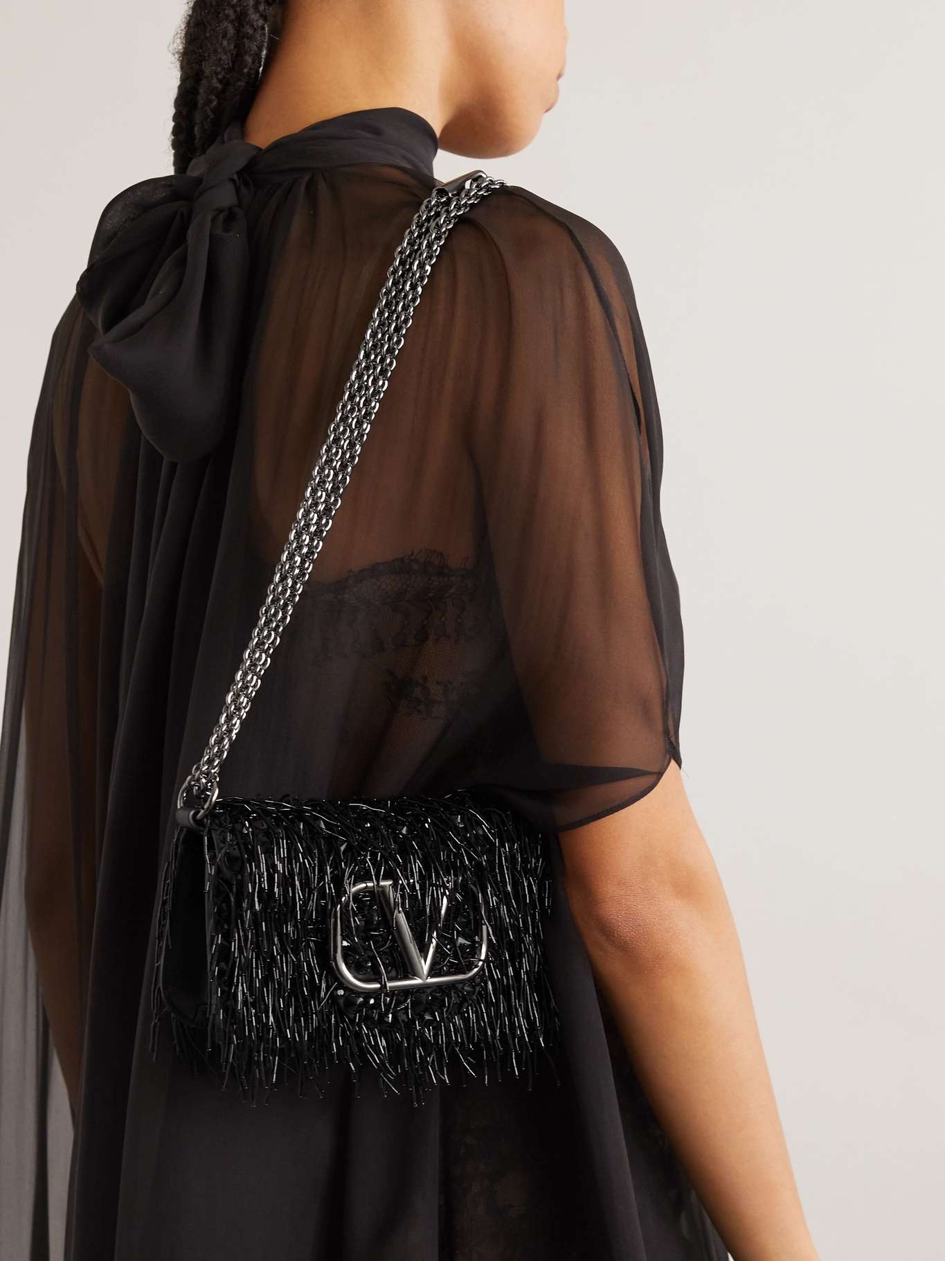 Locò small fringed sequined leather shoulder bag - 6