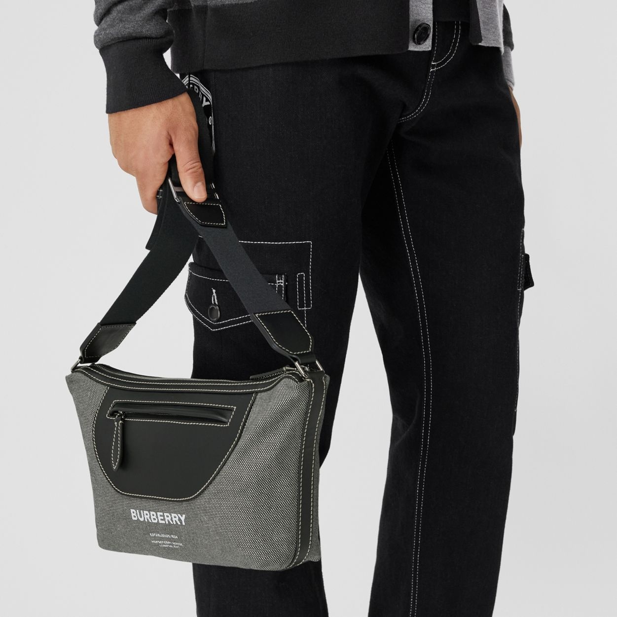 Horseferry Print Canvas and Leather Crossbody Bag - 3