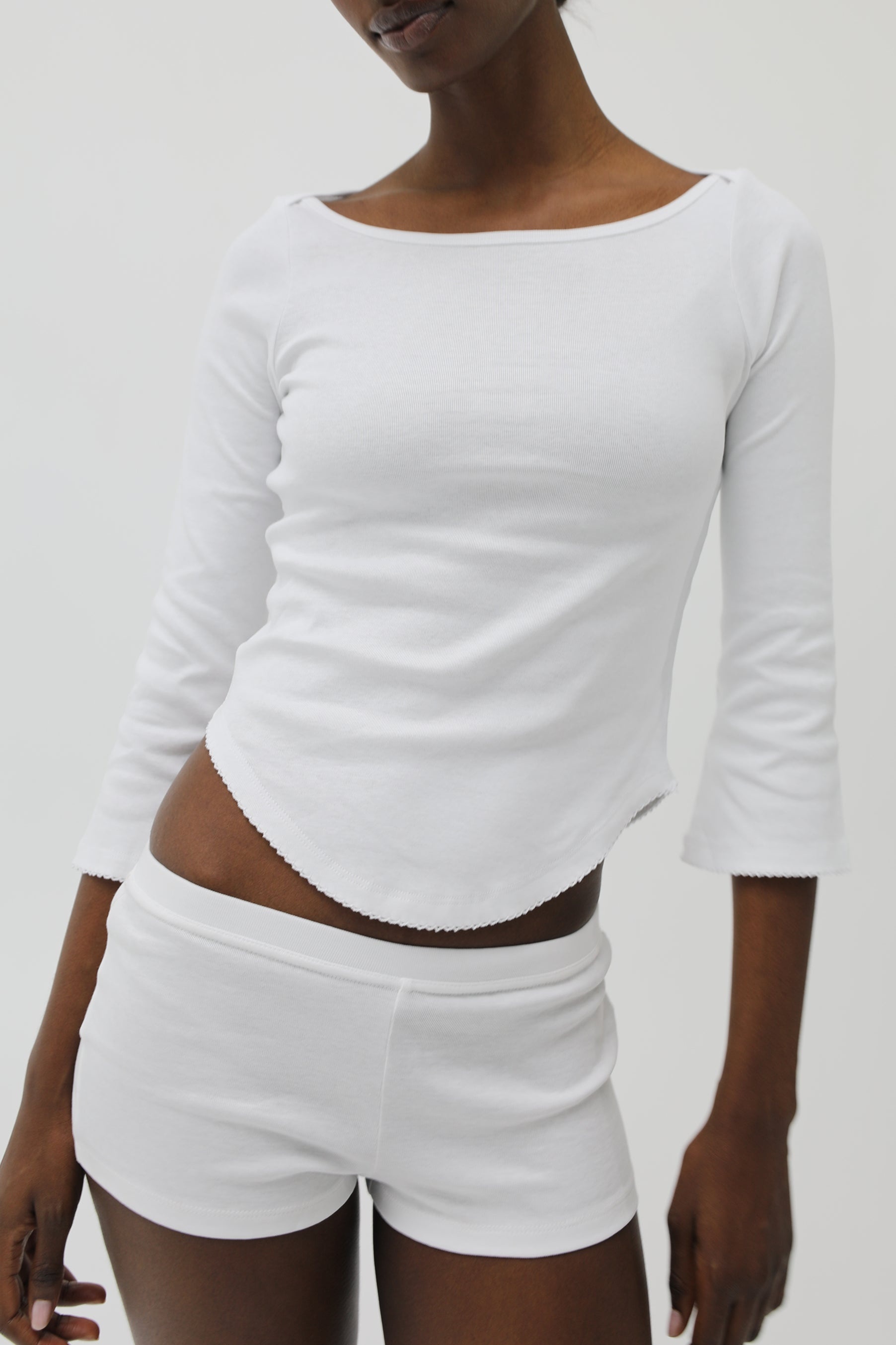 The Boyshort: Cotton Jersey White - 6