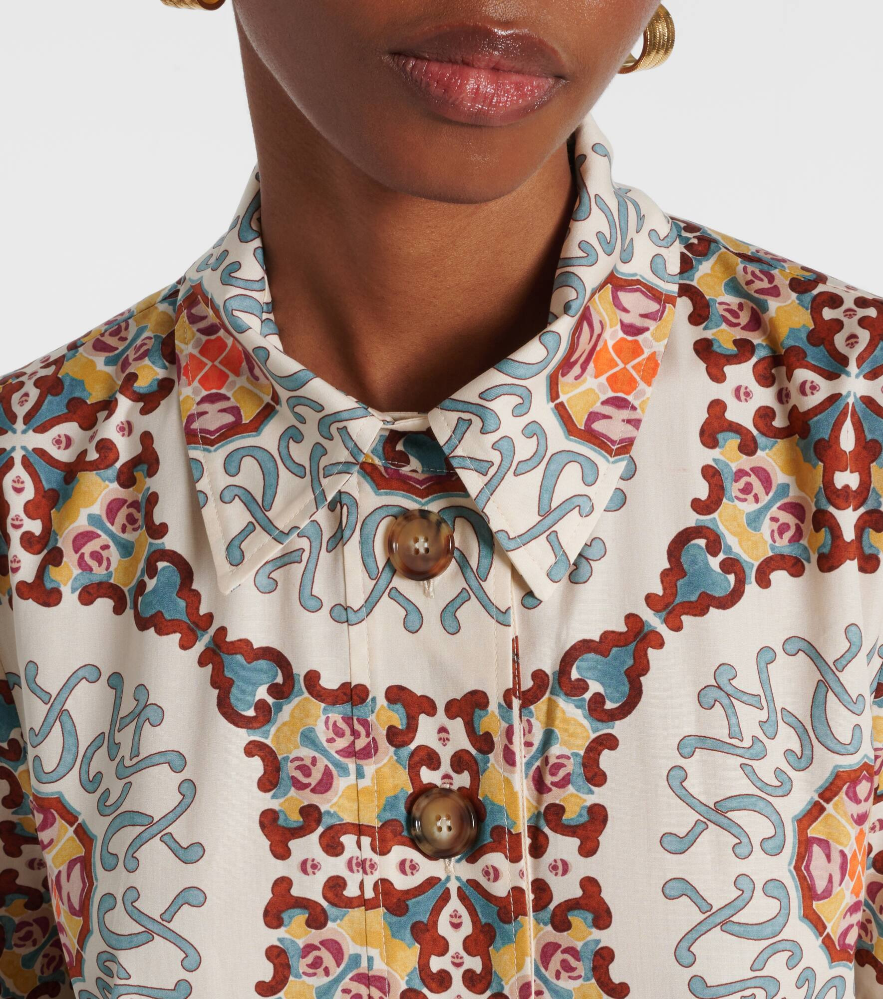 Artemis printed cotton poplin shirt dress - 4