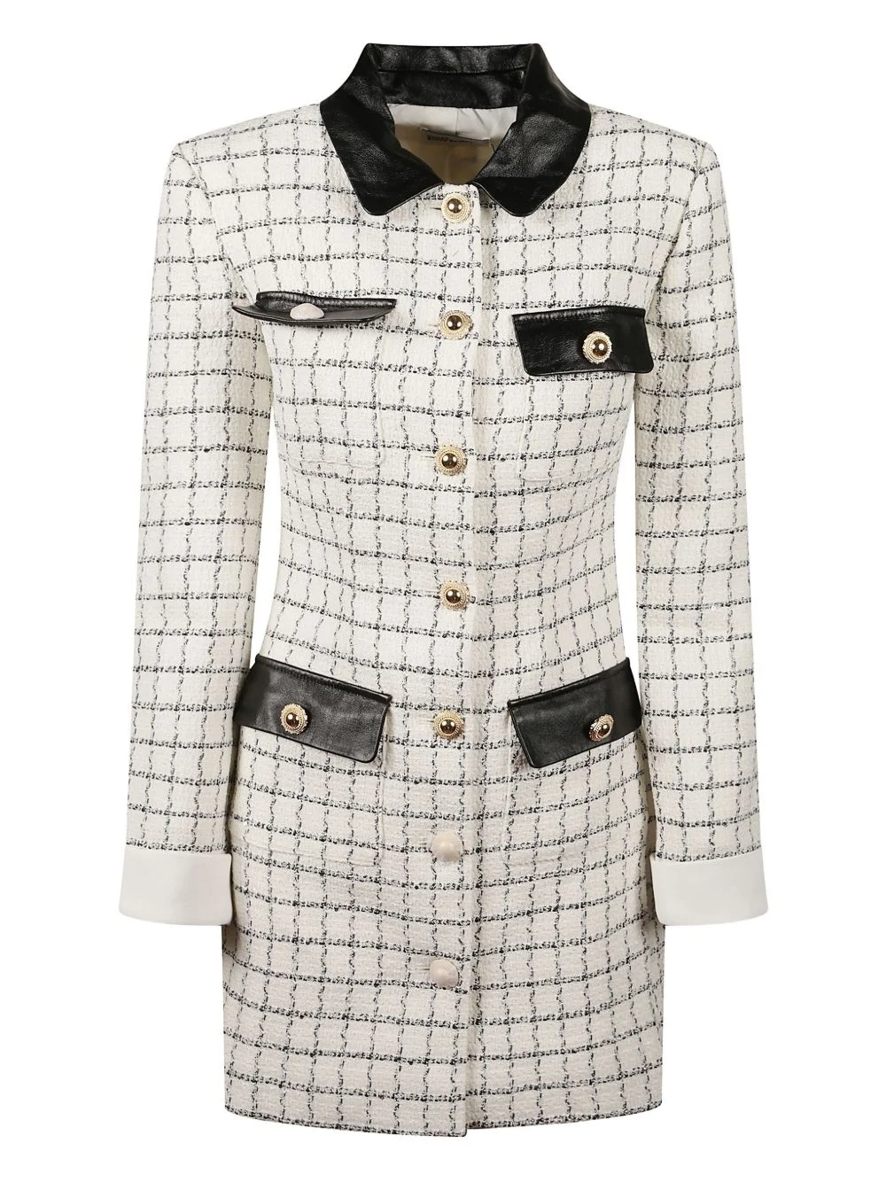 bouclé long-sleeves mini dress - 1