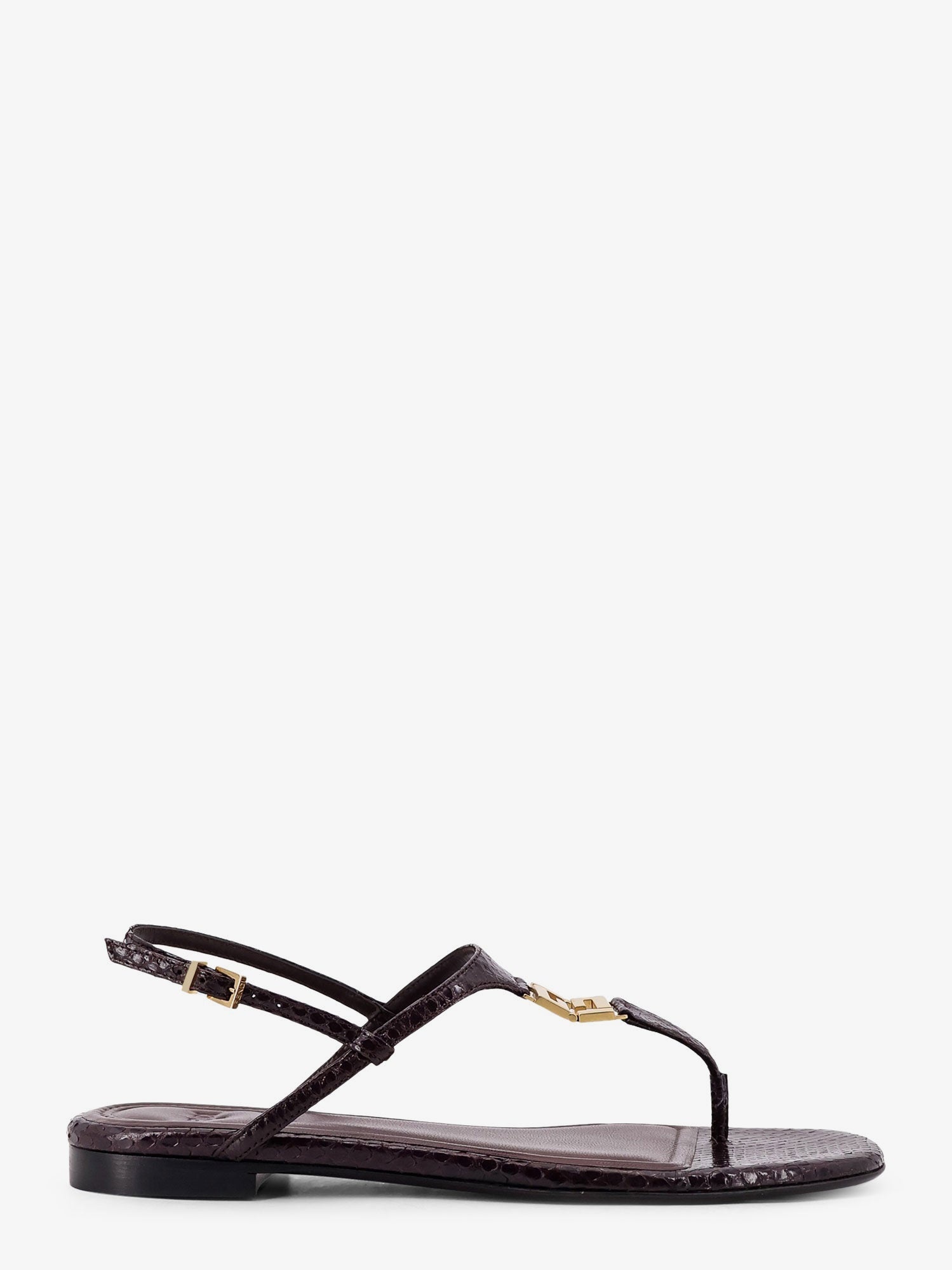 サンダル・ミュール FENDI Fold leather sandals with reptile effect FENDI Fendi Fold Leather Sandals With Reptile Effect