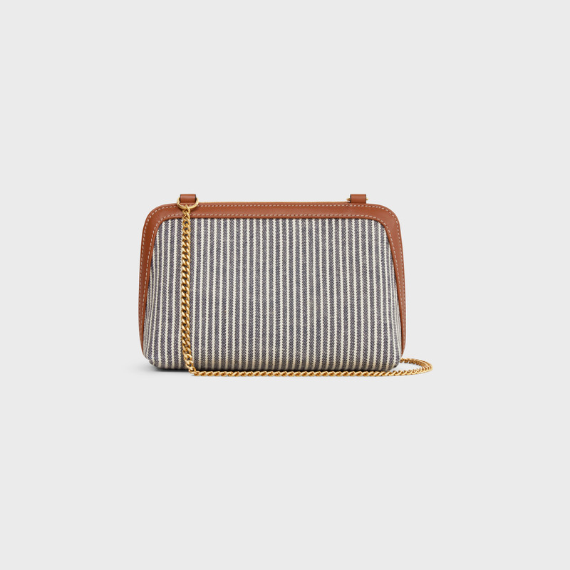Clutch on Chain Cuir triomphe in STRIPED TEXTILE AND CALFSKIN 4