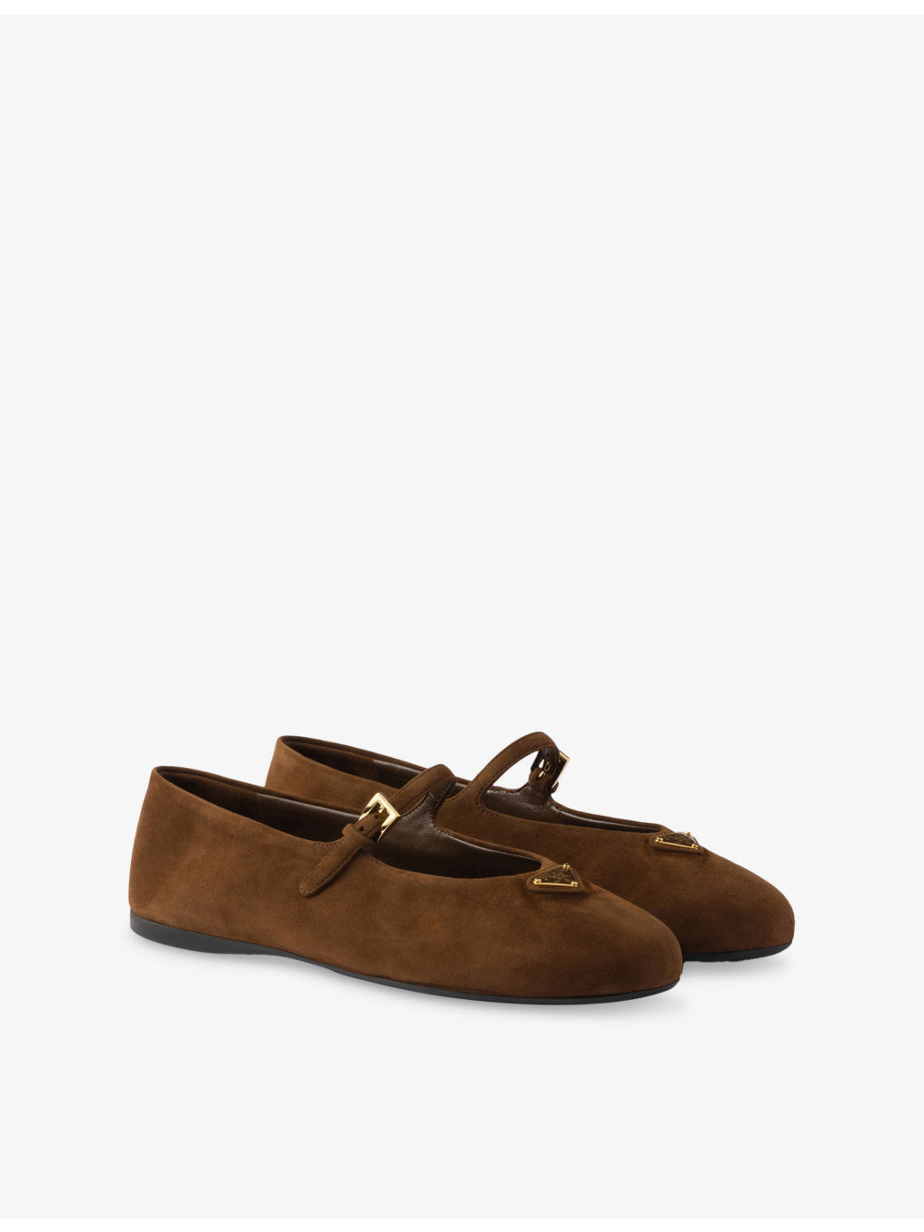 Triangle-Logo Suede Ballerina Flats - 3