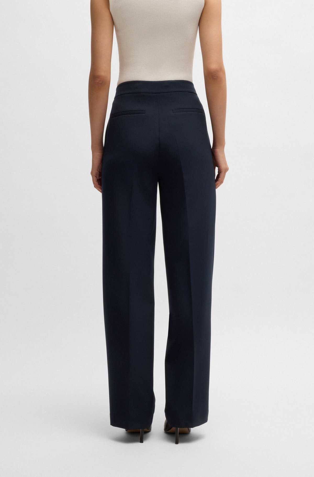 STRAIGHT-FIT TROUSERS IN STRETCH FABRIC - 4