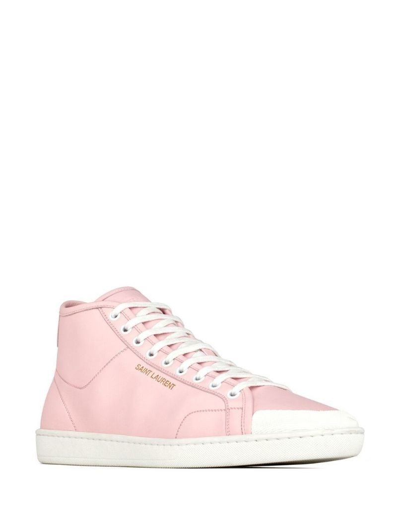 SAINT LAURENT mid-top leather sneakers outlook