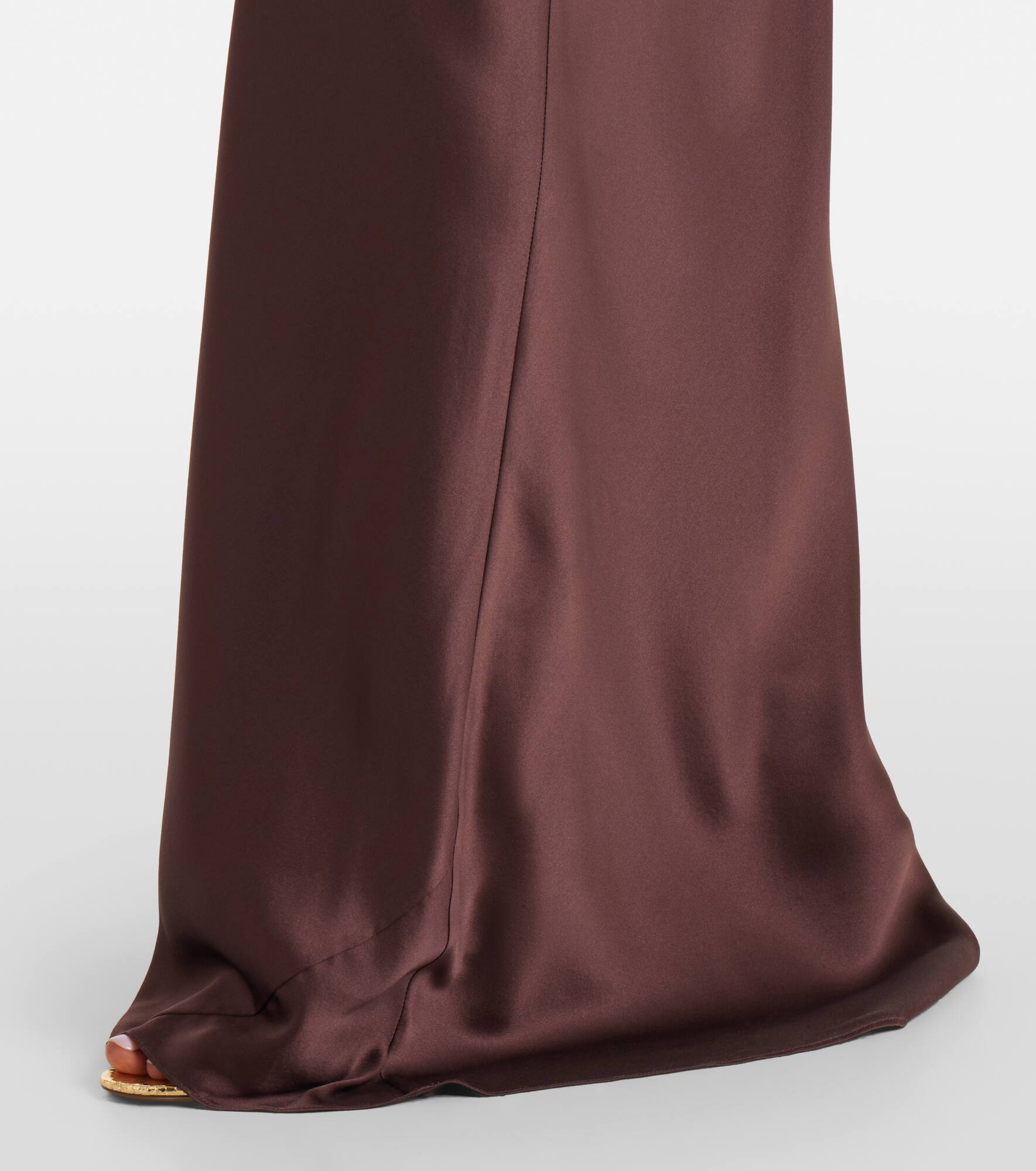 Draped asymmetrical silk satin gown - 5