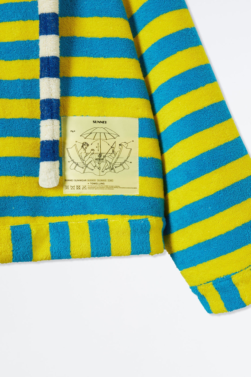 AZURE AND YELLOW STRIPED BEACH HOODIE 4