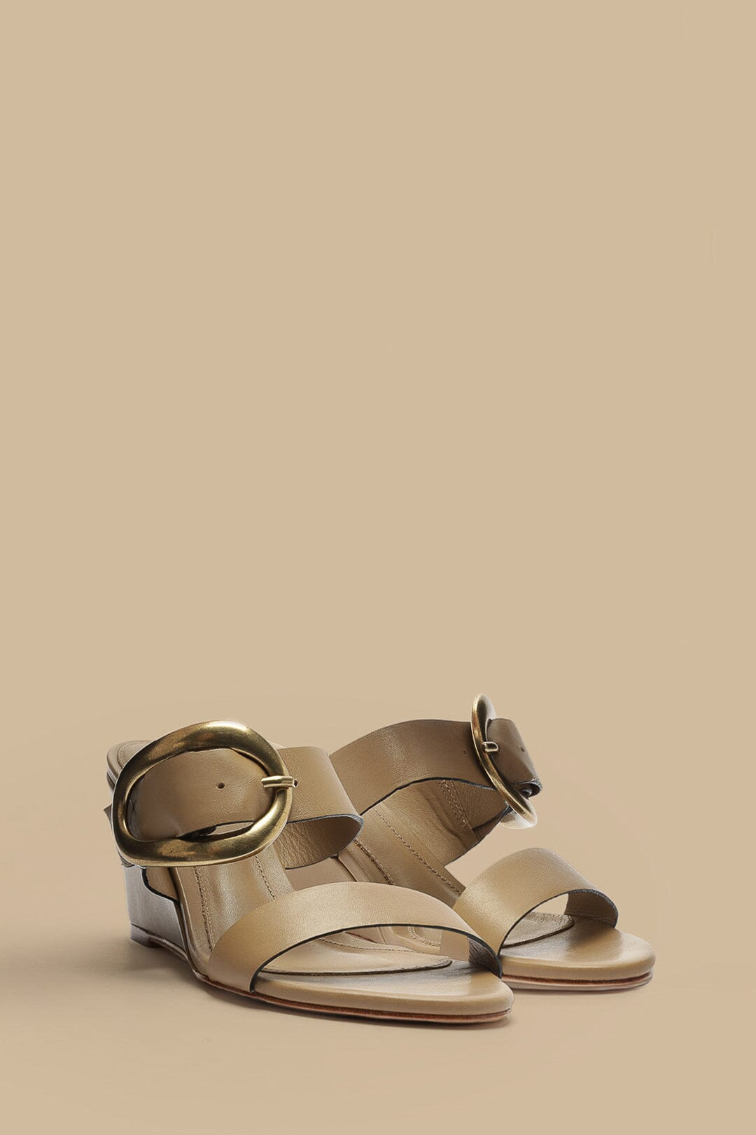 Mocha Buckle Wedge Sandal - 2