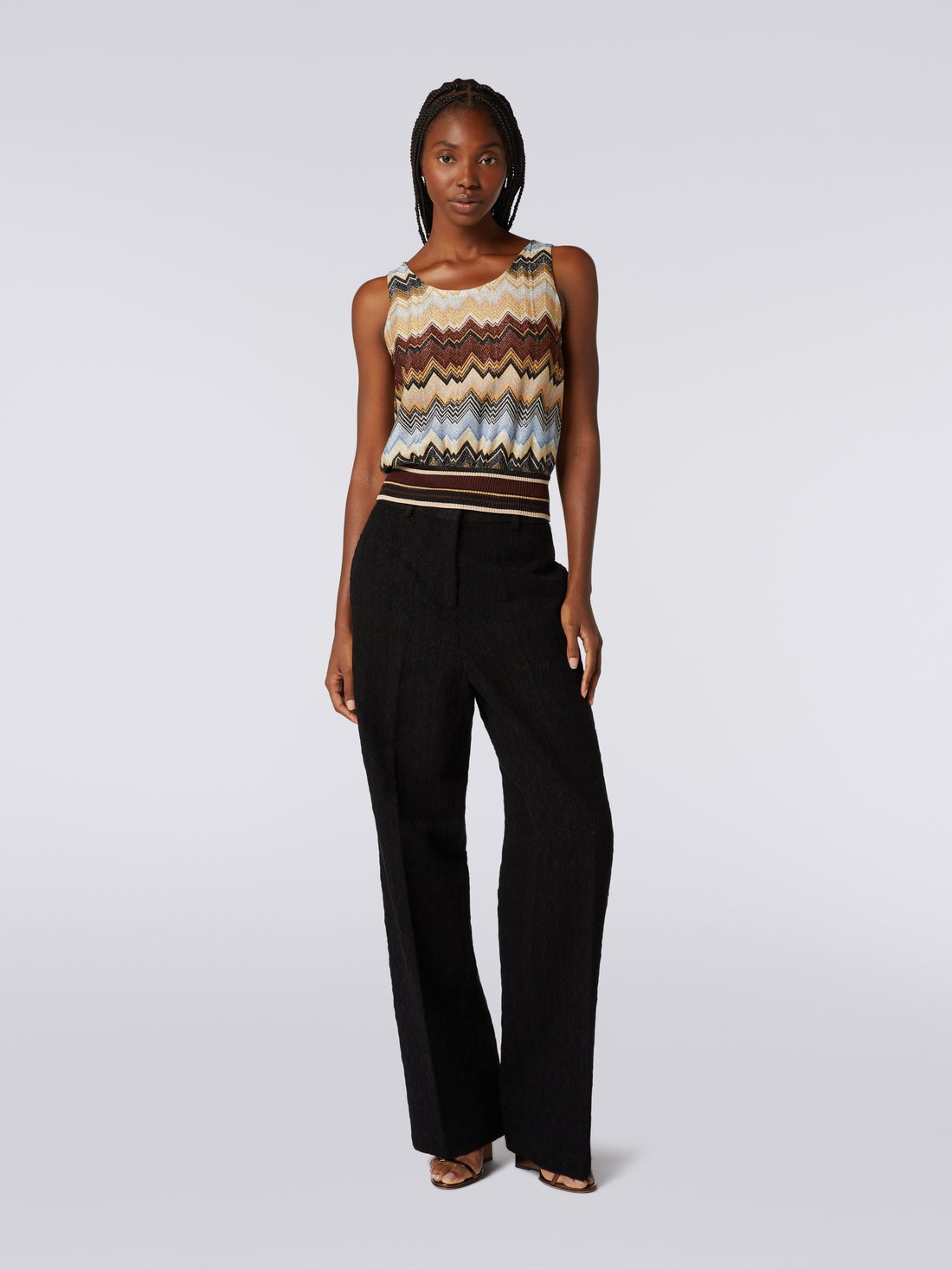 Viscose chevron tank top with lurex - 2