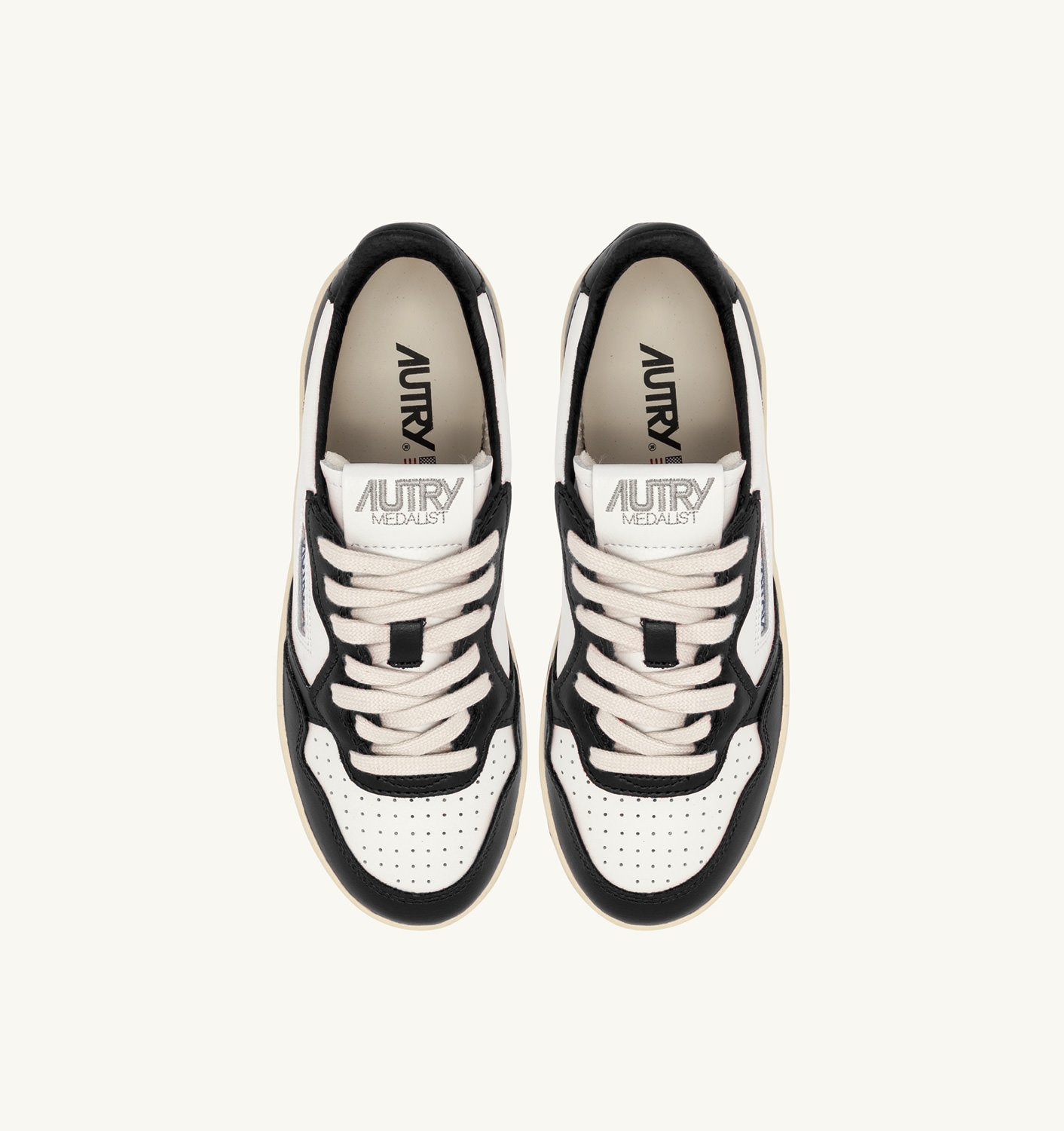 MEDALIST PLATFORM SNEAKERS IN WHITE AND BLACK LEATHER - 5