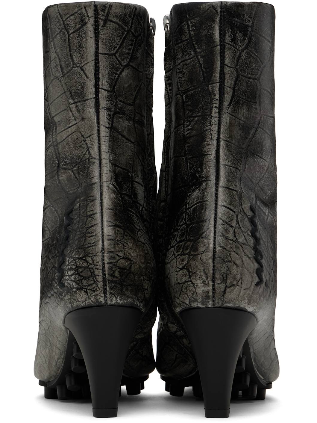 Gray Spike Ankle Boots - 2