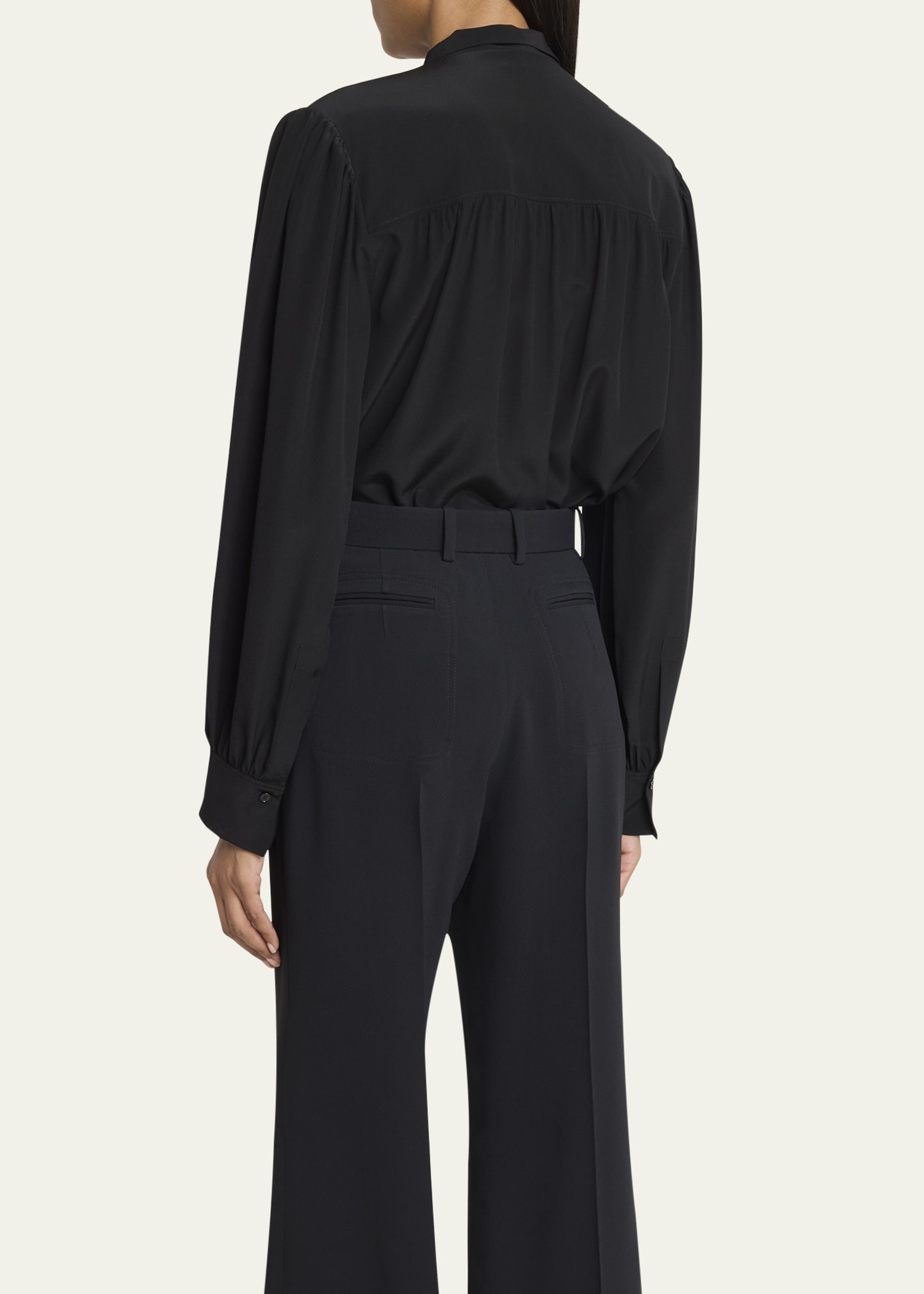 Organic Silk Crepe De Chine Neck-Scarf Blouse - 3