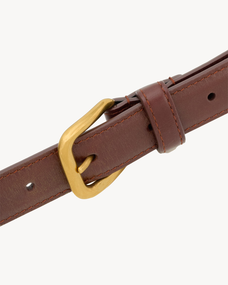 RECTANGULAR BUCKLE THIN BELT IN AGED LEATHER 3