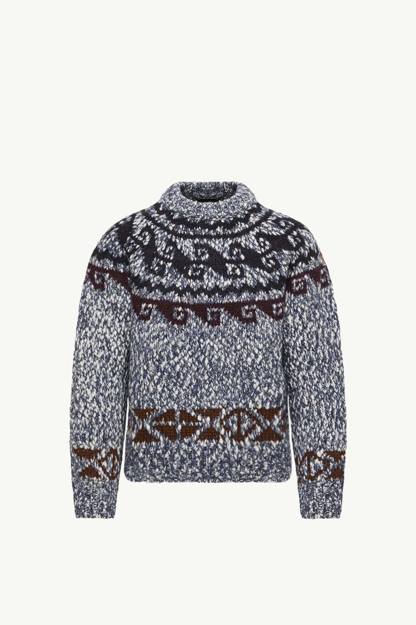 Geometric Jacquard Wool Blend Sweater - 1