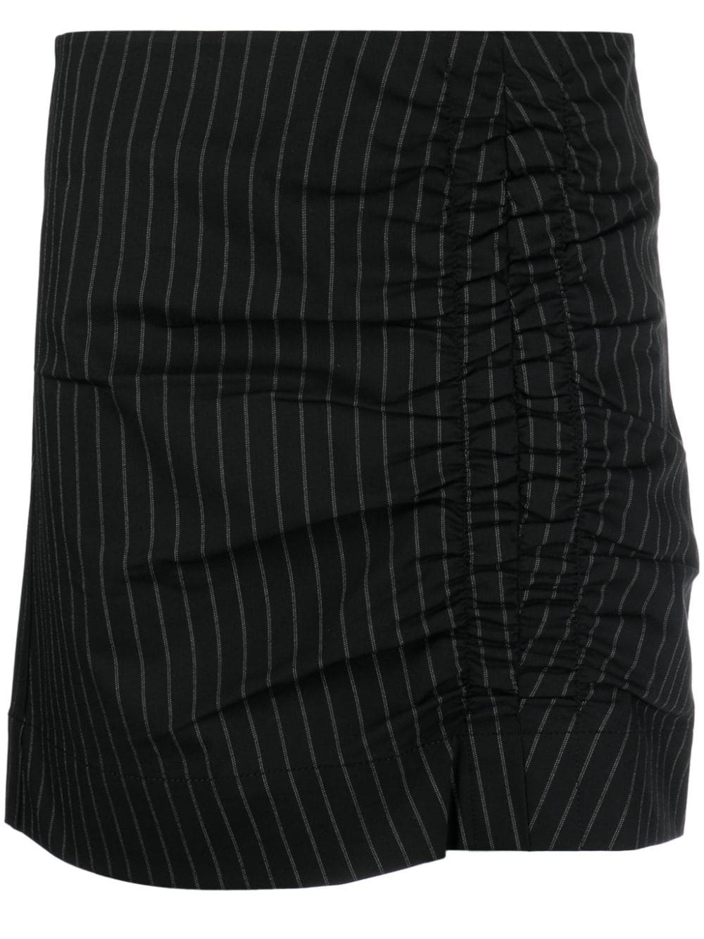 ruched striped miniskirt - 1
