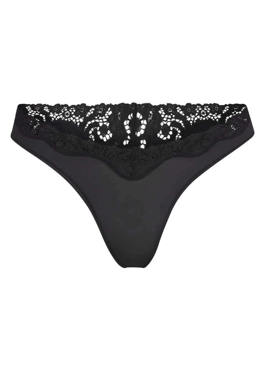Skims Stretch-jersey Lace Trim Thong - 1