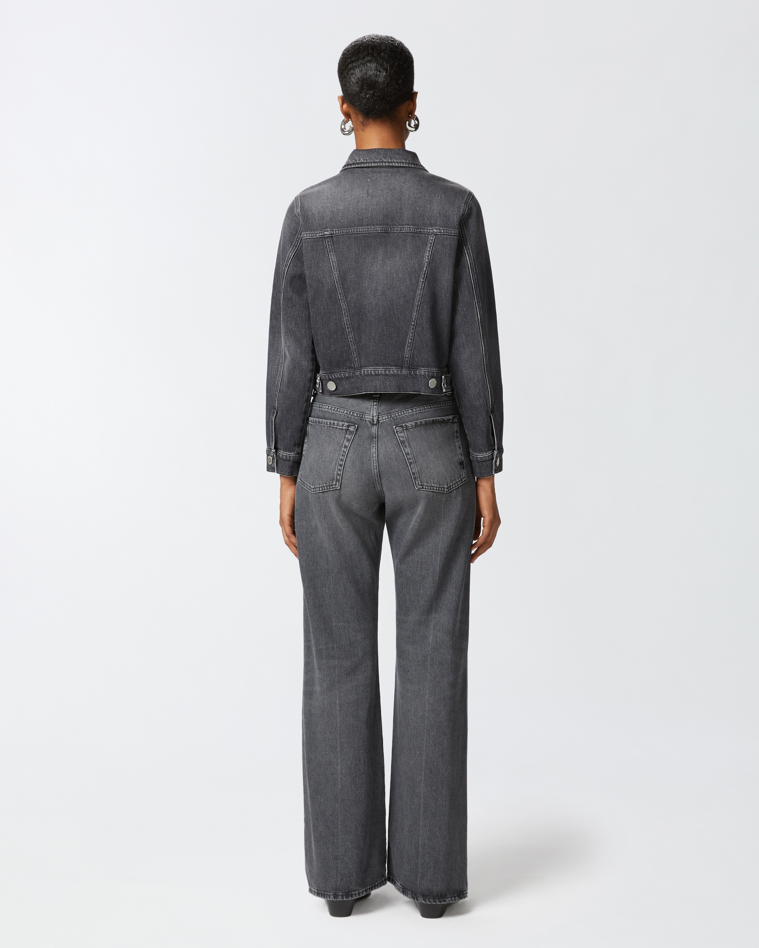 WIDE-LEG GREY VINTAGE DENIM JEANS - 4