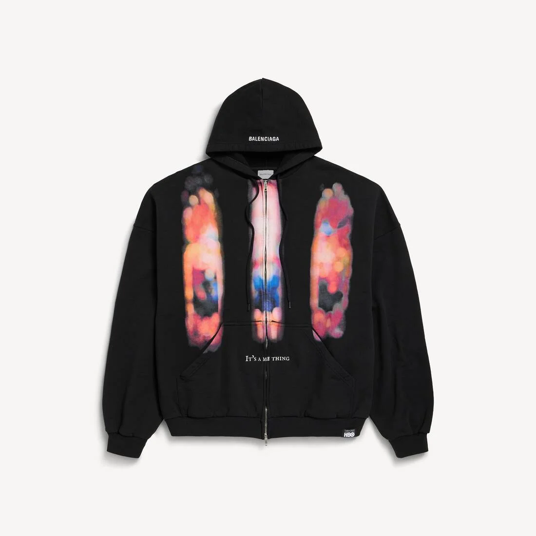 Men's Stained Glass Large Zip-up Hoodie in Black - 1