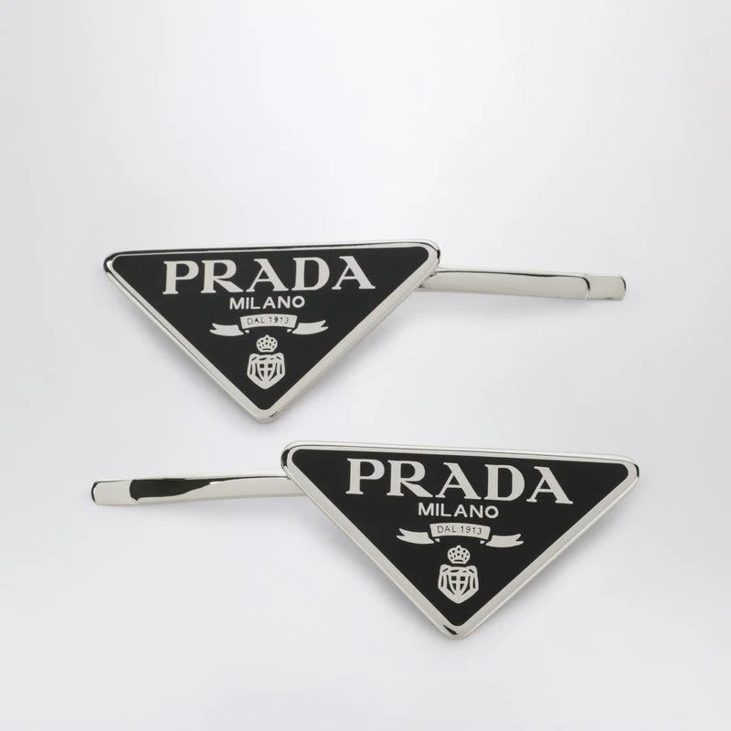 Prada Black Hair Clip With Logo Women - 1