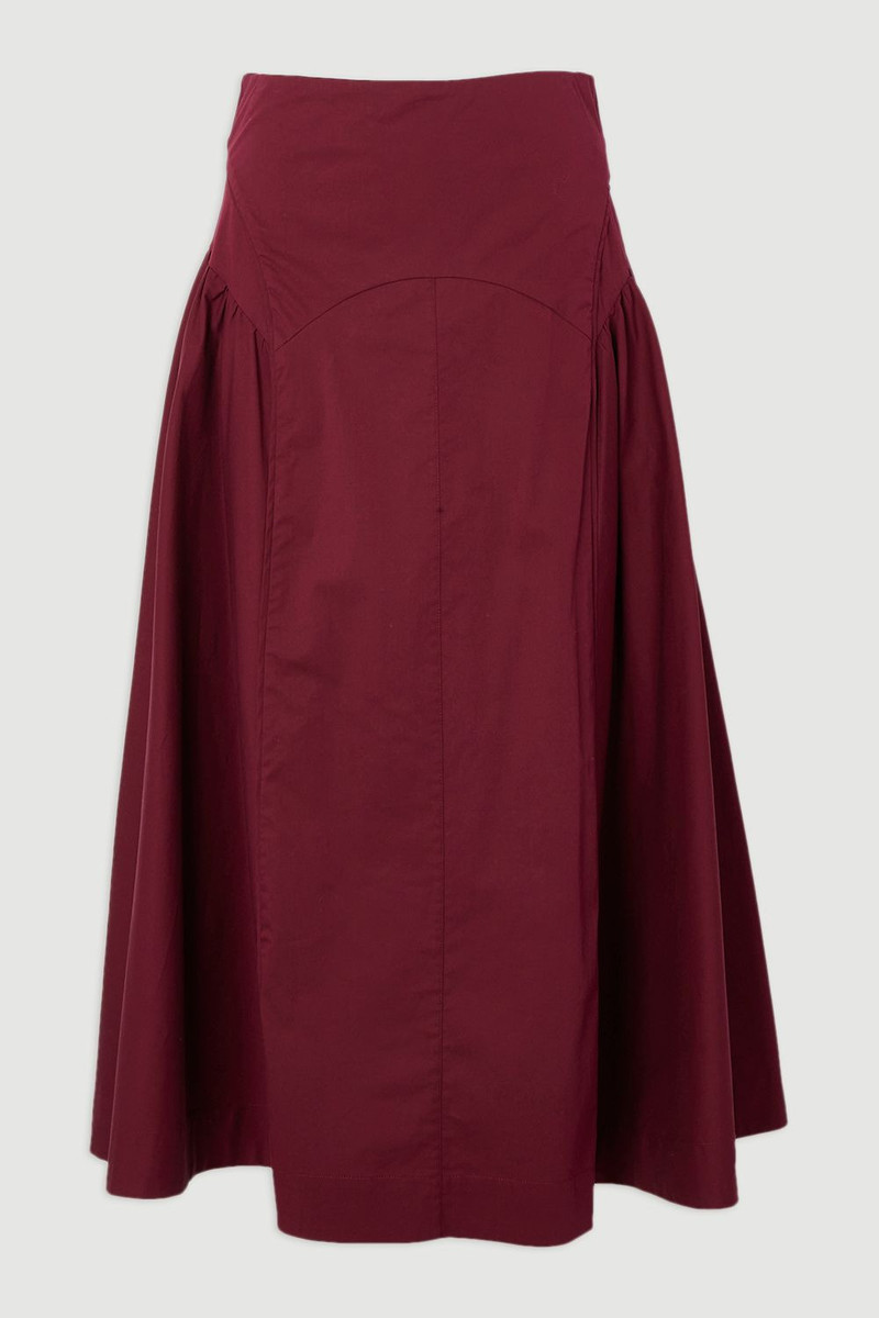 Pleated Detail Cotton Woven Maxi Skirt 4