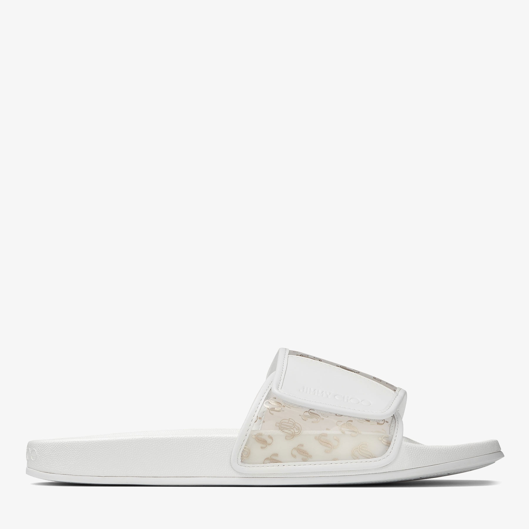 Fitz/M
Clear JC Plexi and White Leather Slides - 1