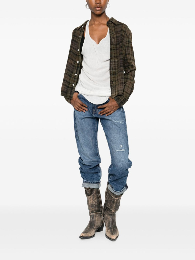 R13 check-pattern buttoned shirt outlook