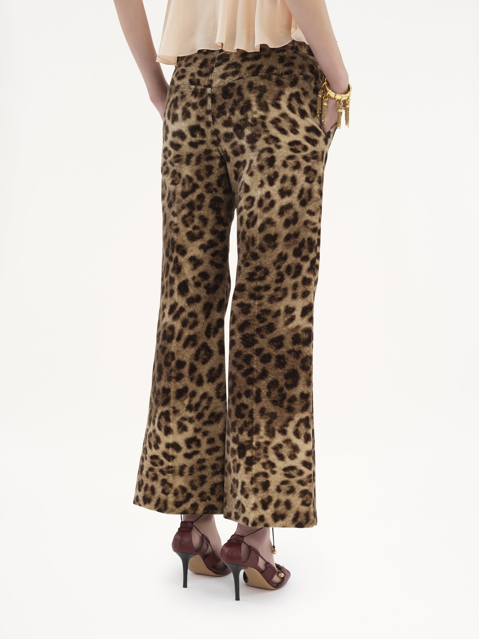 CROPPED BOOTCUT PANTS IN LEOPARD-PRINT COTTON VELVET - 5