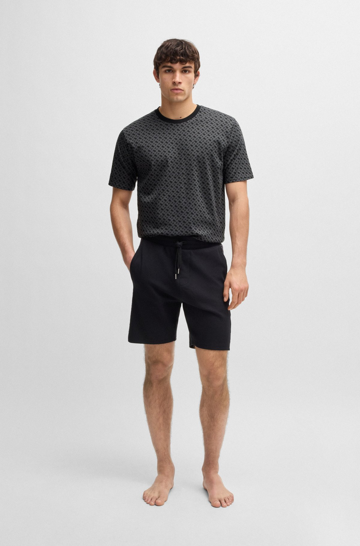 INTERLOCK-COTTON PAJAMA T-SHIRT WITH DOUBLE B MONOGRAM PRINT - 3