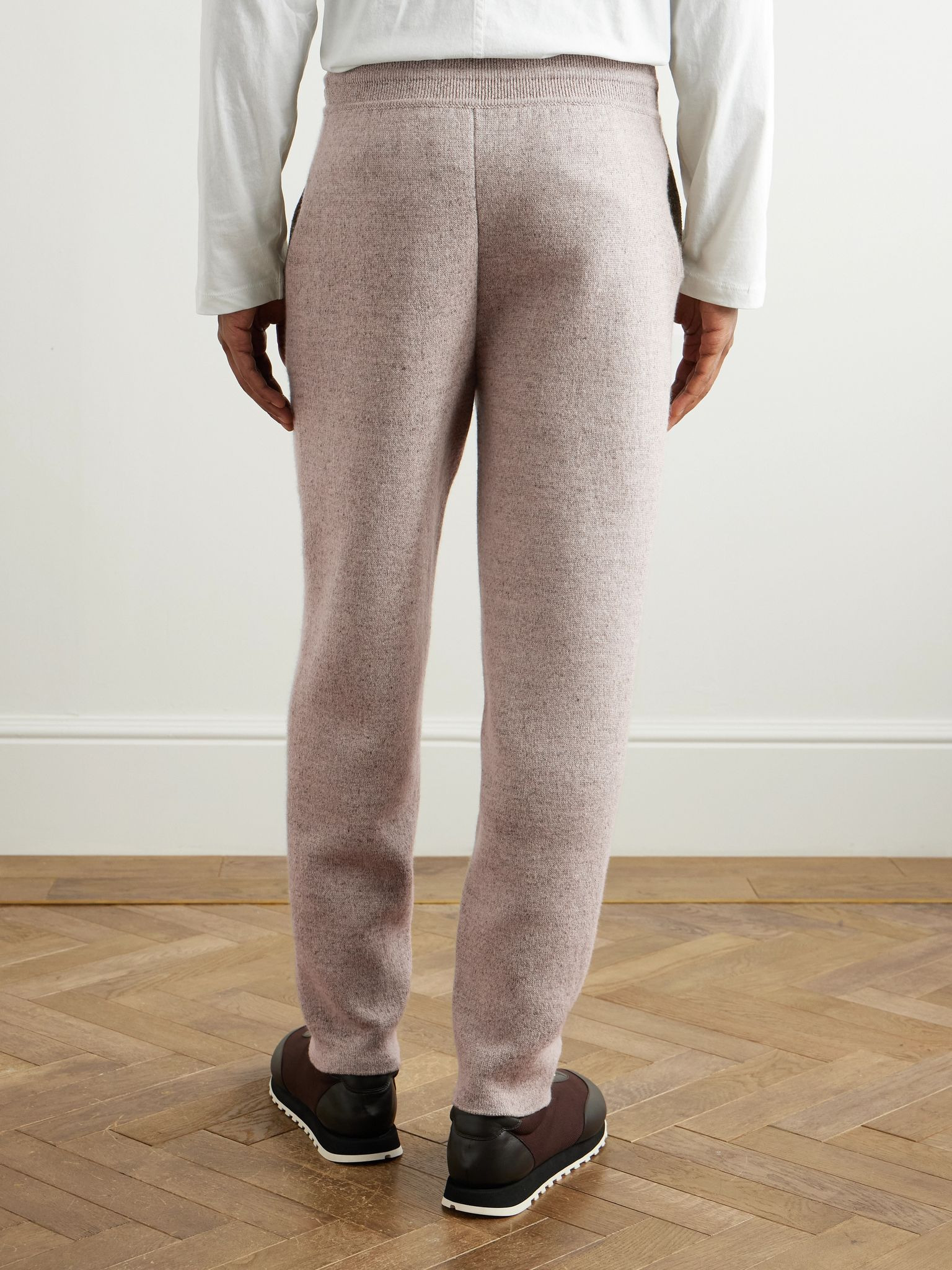 Tapered Linen and Cashmere-Blend Sweatpants Beige - 4
